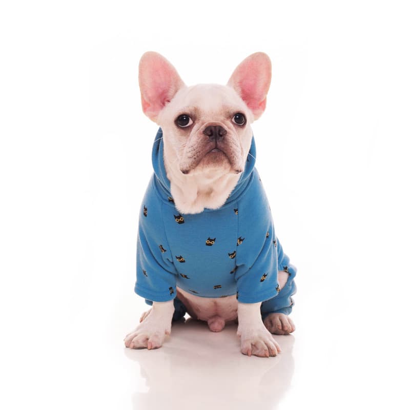 Blue Batman Print Dog Pajamas with Hood