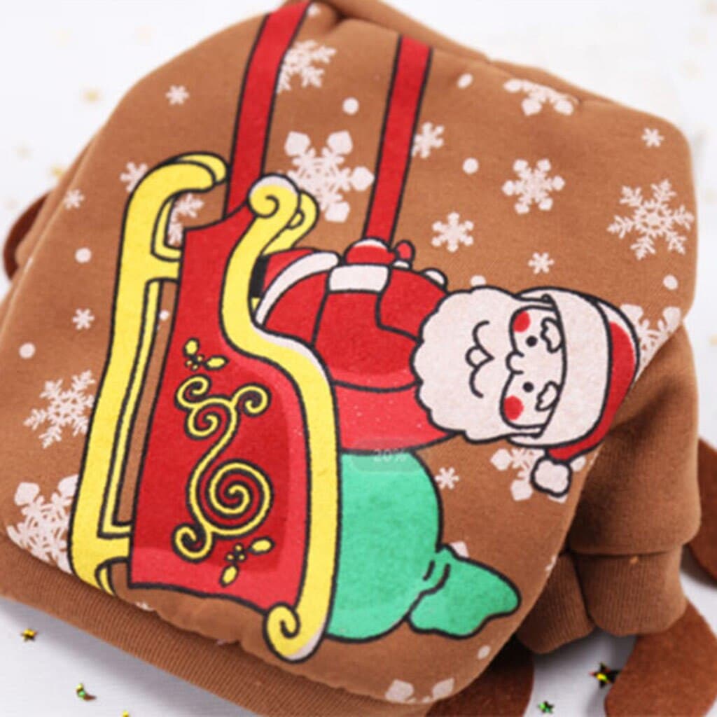 Christmas Reindeer Dog Hoodie with Santa Sleigh