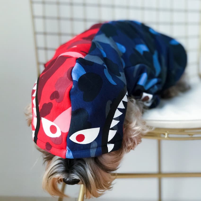 Camo Shark Zip Hooded Dog Sweatshirt