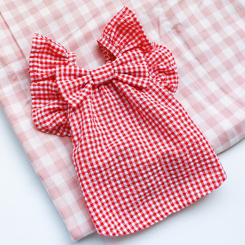 Check Bowknot Baby Dog Shirt