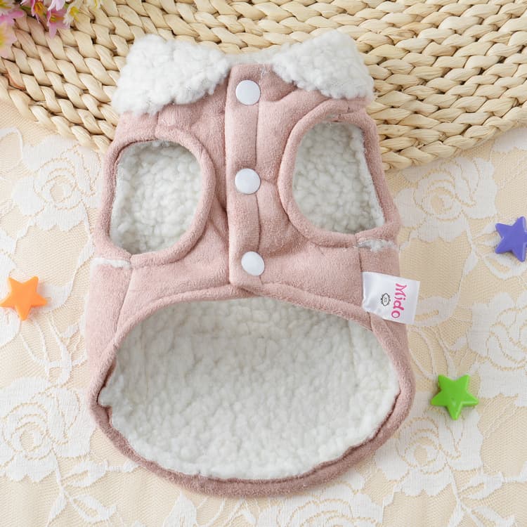 Fleece Lined Suede Dog Winter Coat