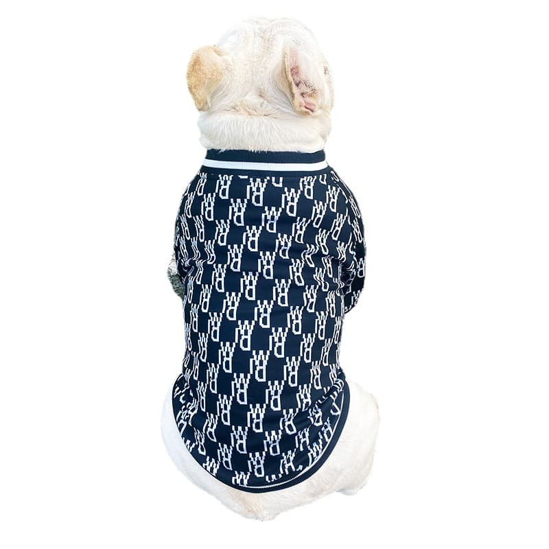 Zip Up Monogram Pattern Dog Hoodie