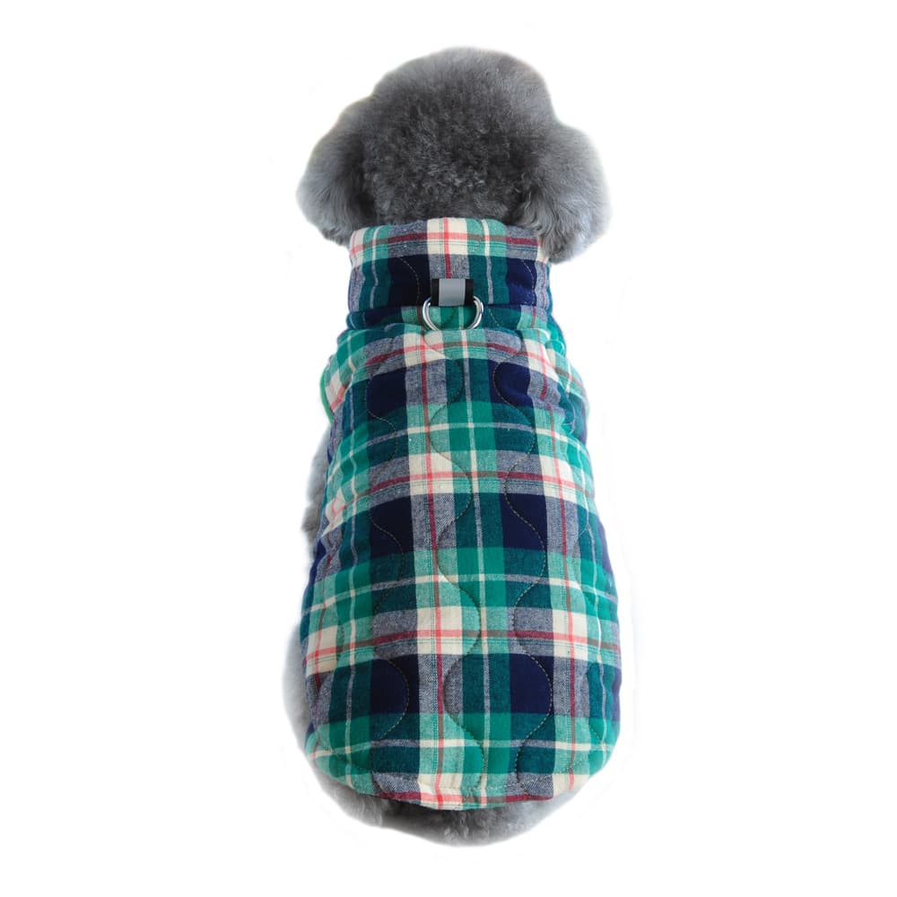 Cotton Plaid Zipper Dog Puffer Jacket