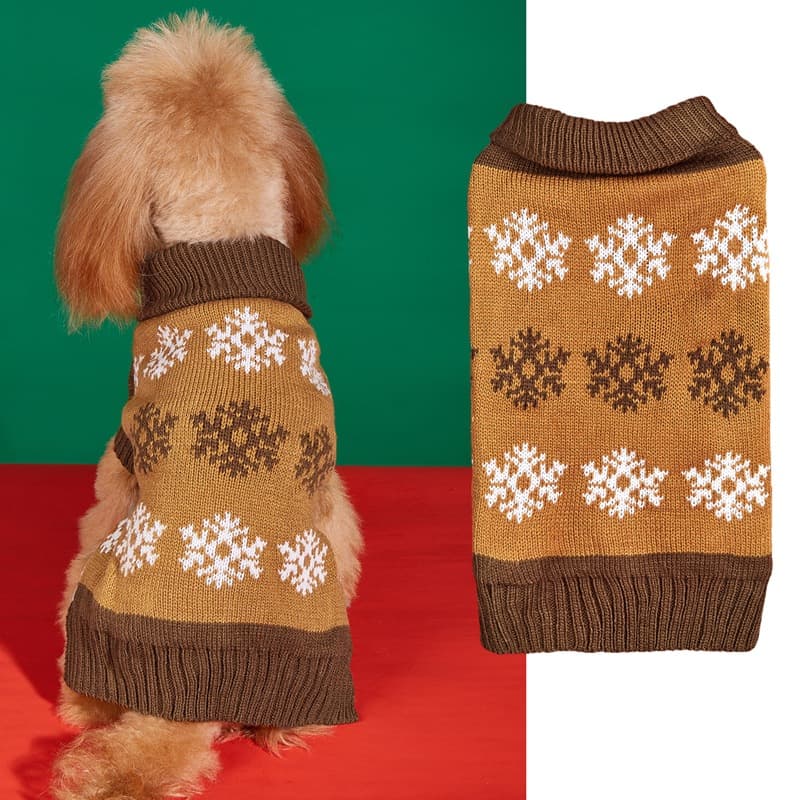 Brown Gray Christmas Dog Sweater