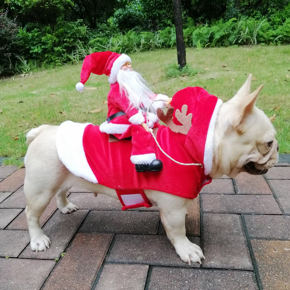 Christmas Santa Claus Riding Deer Dog Costume