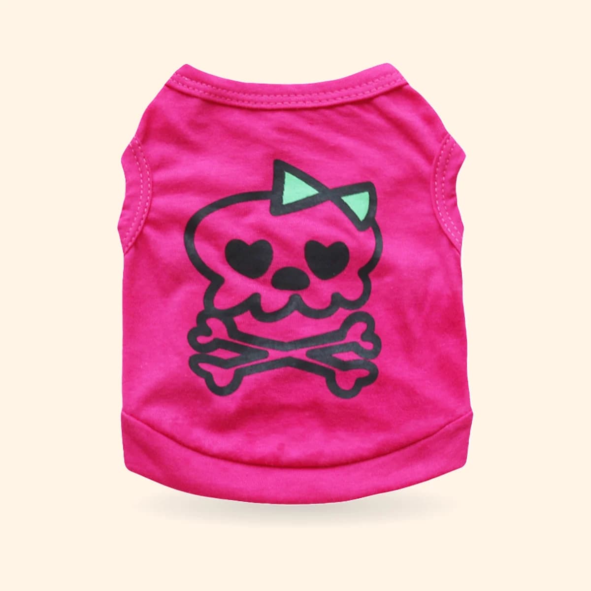 Pink Skull Print Cotton Dog Tank Top