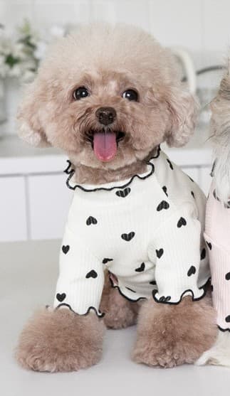 Heart Print Ribbed Dog Shirt