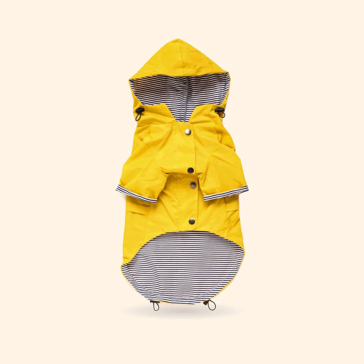 Yellow Striped Hooded Dog Raincoat