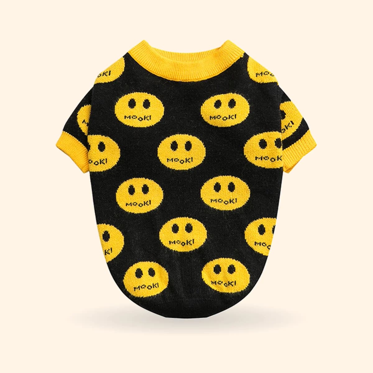 Black and Yellow Smiley Face Dog Sweater