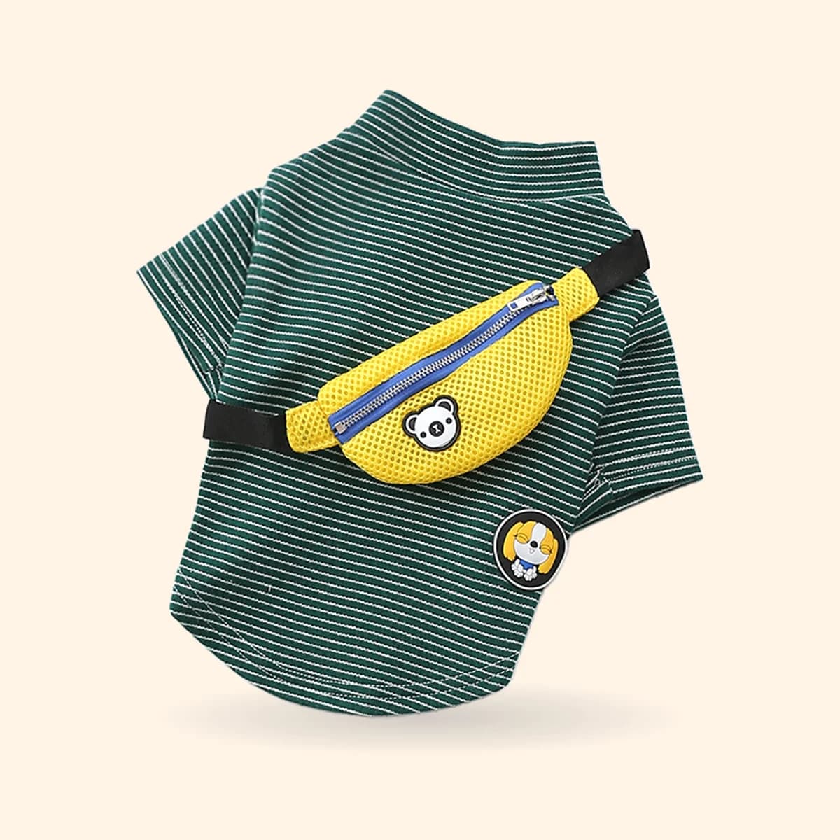 Striped Dog T-Shirt with Mini Fanny Pack