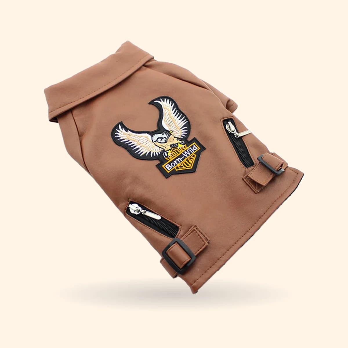 Embroidered Eagle Leather Dog Jacket
